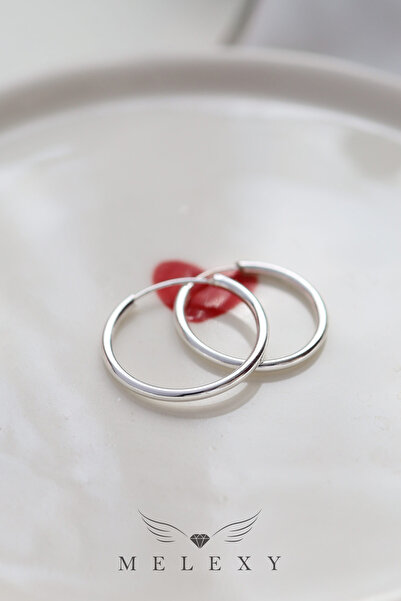 MELEXY 925 Ayar Gümüş 2 Cm Halka Küpe