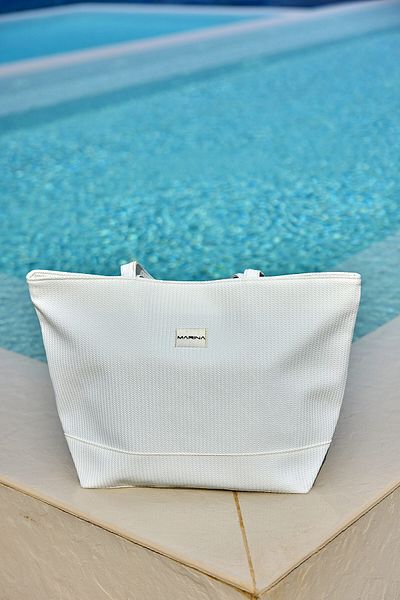 Marina White Beach Bag Lined Large Volume Ca2502-2