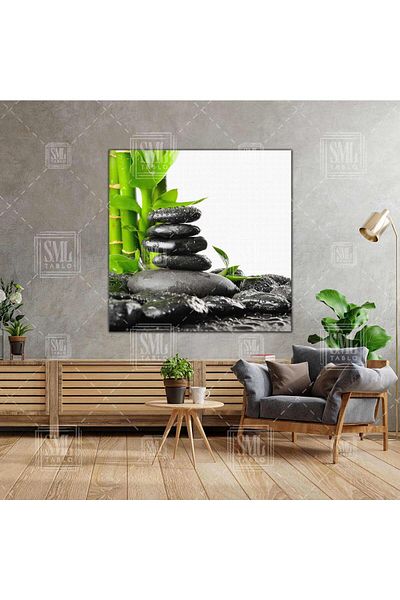 SML TABLO Raindrop Nature Overlapping Wet Stones Τετράγωνος πίνακας σε καμβά