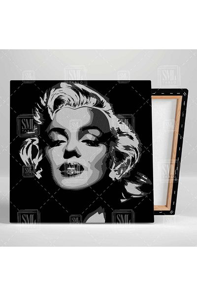SML TABLO Marilyn Monroe Smile Ασπρόμαυρη Γυναικεία Τέχνη Εικονογράφηση Τετράγωνος Πίνακας σε καμβά