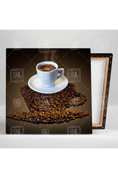 SML TABLO Coffee Cup Smoke Cafe Διακόσμηση Τετράγωνος Πίνακας Καμβά