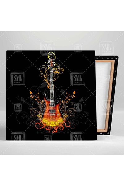 SML TABLO Fierbinte Foc Chitară Muzică Decor Pătrat Pictură Canvas
