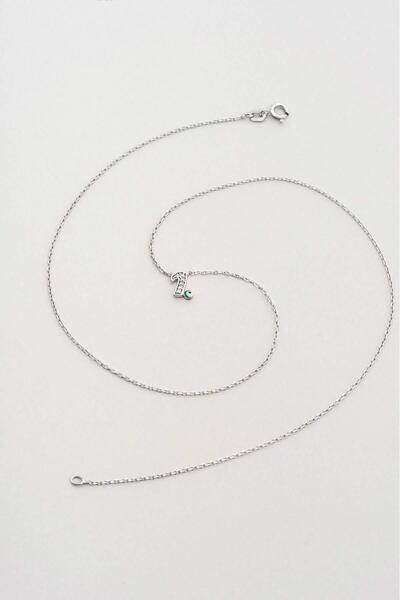 So CHIC... I Harfi 18 Ayar Beyaz Altın Kaplama 45 Cm Gümüş Nazar Kolye