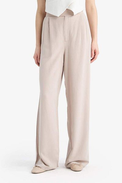 DeFacto New Season Wide Leg Wide Leg Long Length Linen Blended Fabric Palazzo Trousers