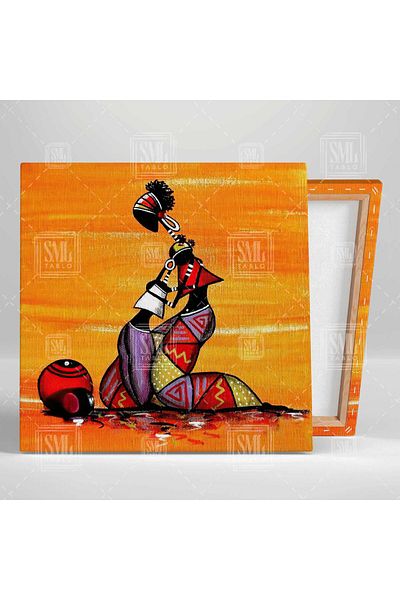SML TABLO Femeie africană Copil îmbrățișat Mamă Efect de pictură în ulei Artă abstractă Pictură pătrată pe pânză