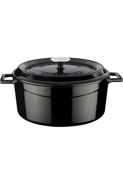LUXE Srt Cast Round Pot, Trendy, 28 Cm, 6.71 L Volume, Black Fxym 1126906