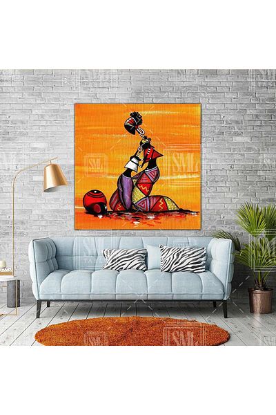 SML TABLO Femeie africană Copil îmbrățișat Mamă Efect de pictură în ulei Artă abstractă Pictură pătrată pe pânză