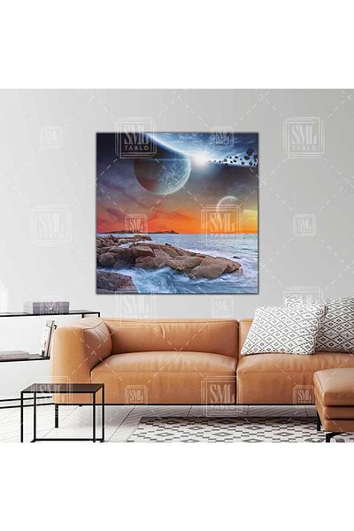 SML TABLO Sky Denbiz Seaside Beach Landscape Τετράγωνος πίνακας σε καμβά