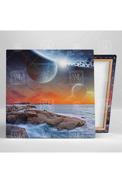 SML TABLO Sky Denbiz Seaside Beach Landscape Τετράγωνος πίνακας σε καμβά
