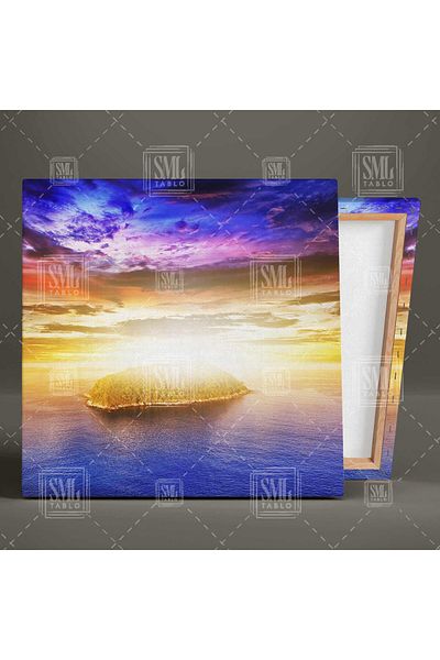 SML TABLO Sunset Island Landscape Nature Sea Square Πίνακας σε καμβά