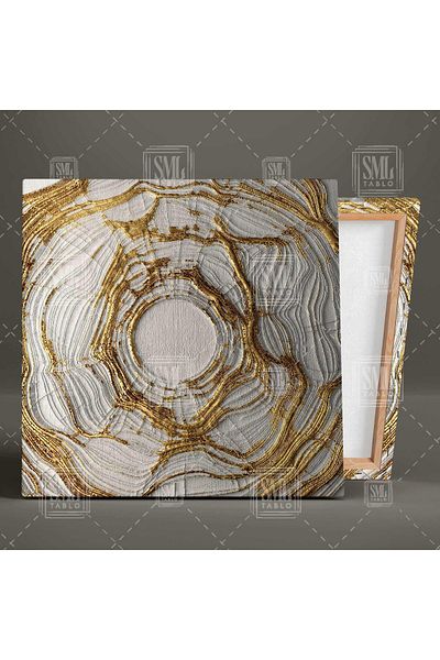 SML TABLO Abstract Art Gold Gold Διακοσμητικό Αφηρημένο Μοντέρνο Λευκό Τετράγωνο Πίνακας σε καμβά