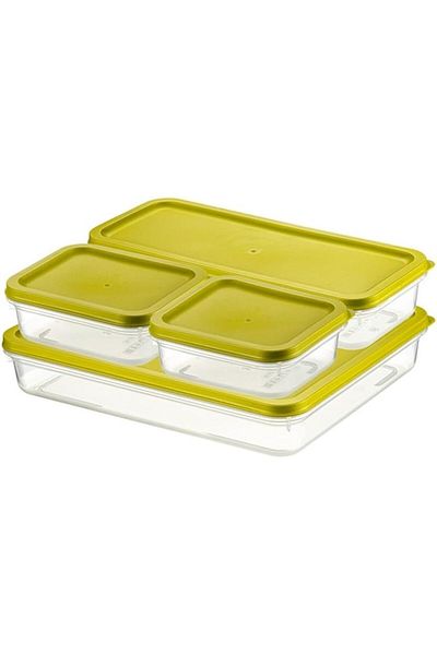 Mu Art Ahşap Mrt Home 4 Piece Refrigerator and Freezer Storage Container Set, Fresh Box, Cabinet Organizer and B