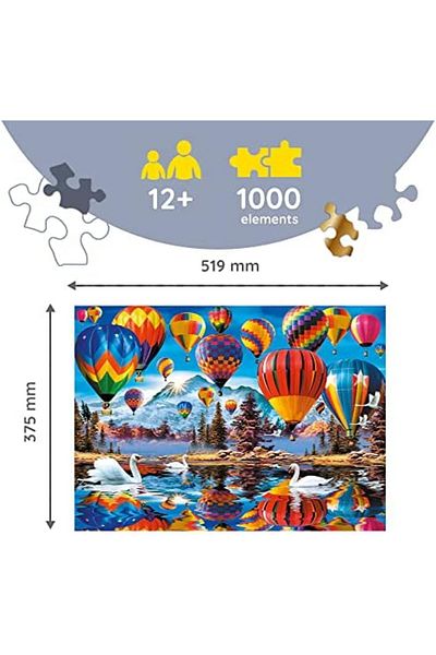 Mu Art Ahşap Mrt - Wooden Puzzle, Colorful Balloons Puzzle - 1000 Pieces, Wooden Handcrafted, Irregular Shapes, Ame