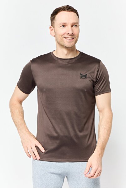 Tapout Men Sportswear Fit Short Sleeves Training T-Shirt, Dark Brown