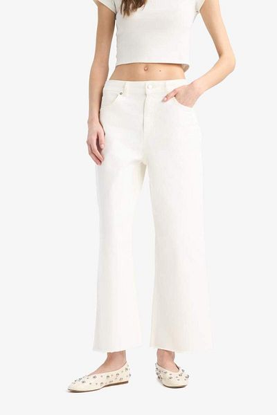 DeFacto Culotte Gabardine υφασμάτινο παντελόνι ψηλόμεσο Basic ίσιο με τσέπη Φαρδύ φαρδύ πόδι C7535ax25sp