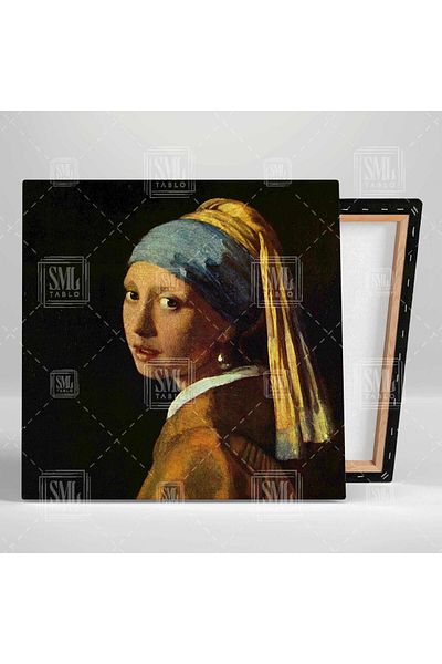 SML TABLO Johannes Vermeer Κορίτσι με μαργαριτάρια σκουλαρίκια Έργο Πανκαταγμένο ελαιογραφία Εφέ Τετράγωνος πίνακας σε καμβά