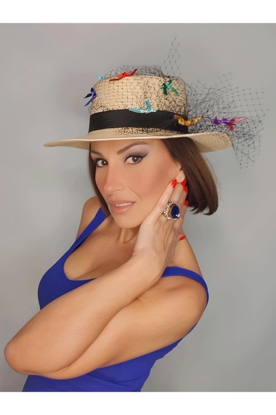 Senbeno Design FİLE VE FİYONK DETAYLI ELEGANT ÖZGÜN TASARIM KADIN HASIR BOATE...