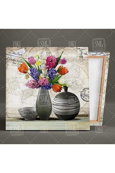SML TABLO Vază Decorativă Floare Roz Modernă Carte Poștală Pătrată Pictură Pe Pânză