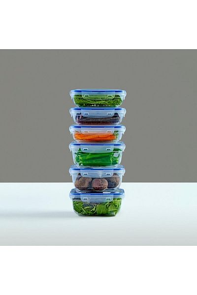 STOREMAX Home Set of 6 Storage Containers with Leakproof Lids, Pp Plastic with Seals, Various Sizes (3X975