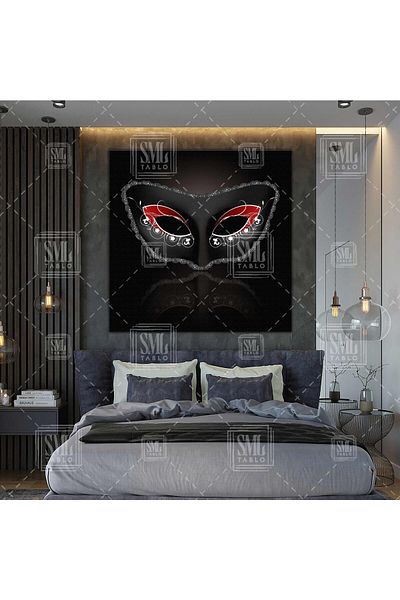SML TABLO Masca Neagra Decorativ Modern Pictura Pana Patrata