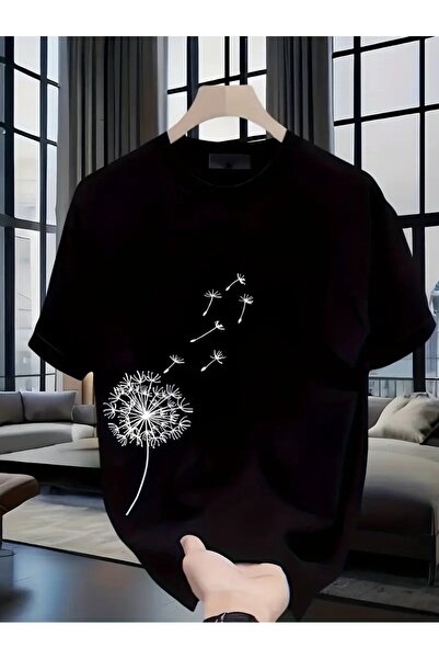 JoneBase تي شيرت قطن 100% كبير الحجم مطبوع عليه زهرة الهندباء للجنسين