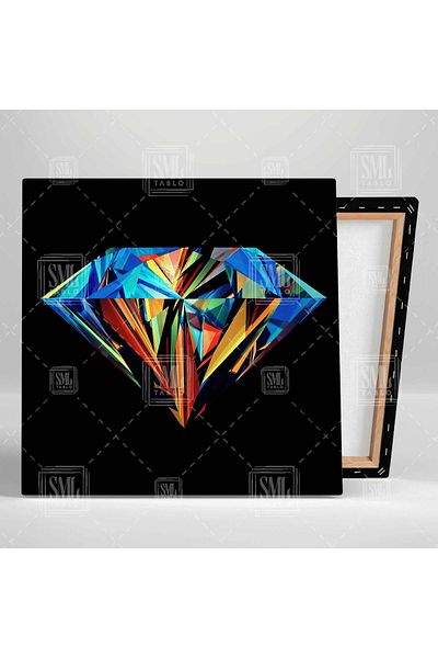SML TABLO Πολύχρωμη εικονογράφηση διαμαντιών Diamond Aiyah Τετράγωνος πίνακας σε καμβά