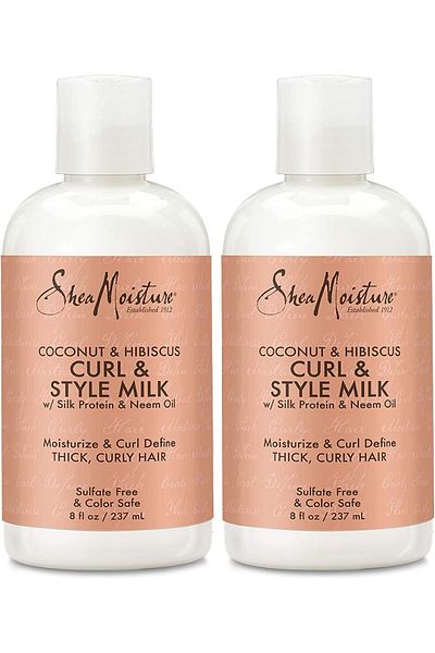 Shea Moisture Coconut & Hibiscus Curl & Style Milk, 8 Fl Oz, Pack of 2