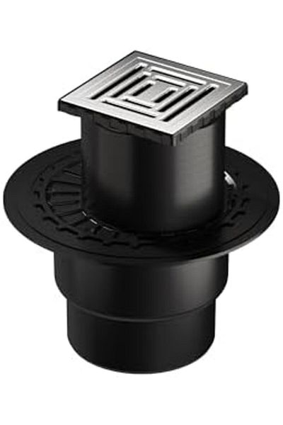 STOREMAX Ezg V-Flow Square 5607321   Insulated Shower Channel with Bottom Outlet, 10X10 Cm, Dk 800 Cover, Parl