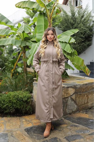 azra moda Παλτό με Γούνα Εσωτερικά Πέτρα Χρώμα