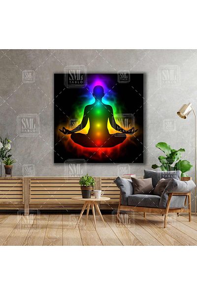 SML TABLO Meditație Chakra Points Tranquility Yoga Energy Square Canvas Print