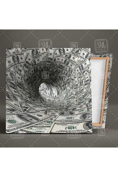 SML TABLO Εμπλαστής με λάστιχο νομισμάτων Dollar Economy Square Canvas