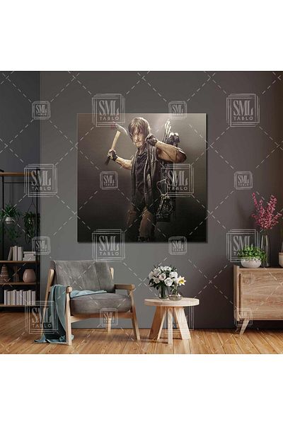 SML TABLO Daryl Dixon The Walking Dead Axe Weapon Square Canvas Print