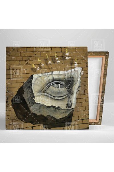 SML TABLO Salvador Dali Ζωγράφος με ανθισμένα μάτια L Oeil Fleuri Τετράγωνος πίνακας σε καμβά