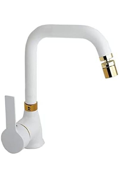 STOREMAX Ezg Matte White Gold Sink Faucet Brass 360 Degree Movable with Aerator Siera Ezsnshop 1065757