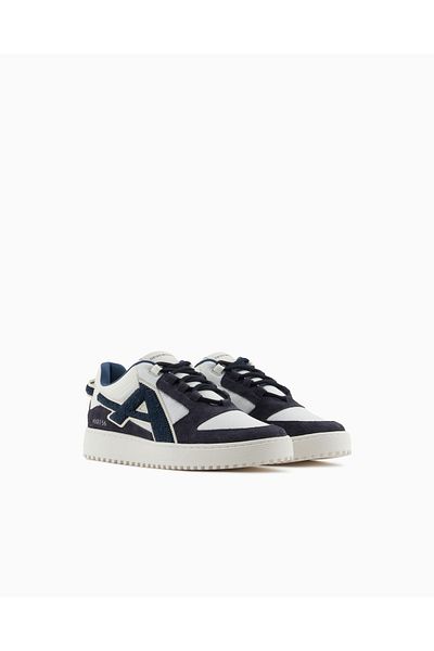 Emporio Armani Men's Stripe Two Color Detailed Flat Sole U573 Sneaker X4X636 Xr330-U573