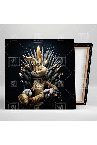 SML TABLO Pictură pe pânză pătrată Bugs Bunny cu coroană de aur