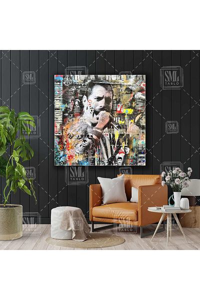 SML TABLO Quenn Rock N Roll Freddie Mercury Graffiti Τετράγωνος πίνακας σε καμβά