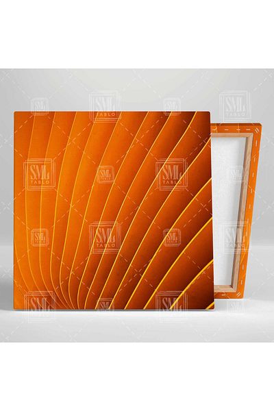 SML TABLO Pictură pătrată pe pânză cu detaliu arhitectural abstract portocaliu