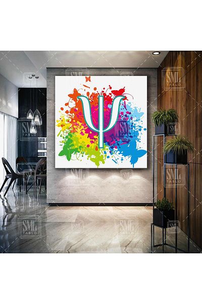 SML TABLO Psiholog Birou Psihologie Colorat Psi Simbol Decor Pătrat Canvas Art