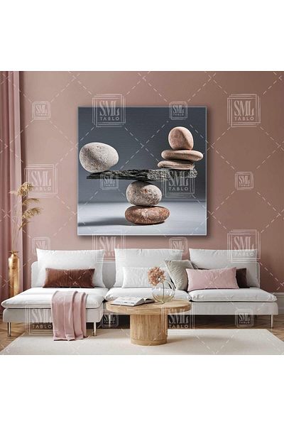 SML TABLO Stone Balance Zen Philosophy Τετράγωνος πίνακας σε καμβά
