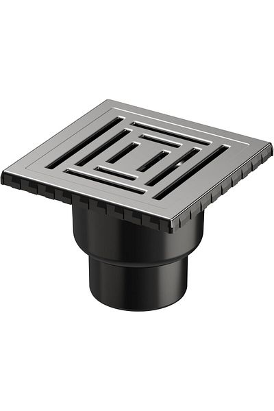 STOREMAX Ezg V-Flow Square 5608285   Shower Channel, Bottom Outlet, 15X15 Cm, Dk 800 Cover, Matte Chrome Ezsnshop