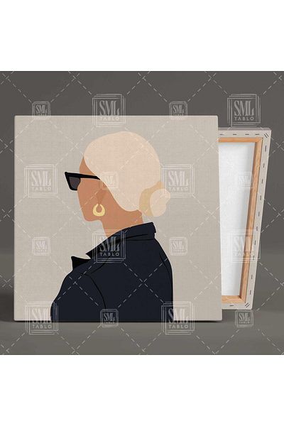 SML TABLO Cool Girl με Κίτρινη Μπάλα Μαλλιά και Γυαλιά Boho Square Canvas Painting