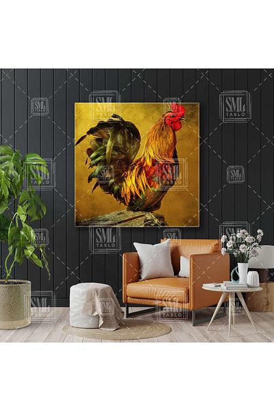 SML TABLO Desen de cocoș de mare Pictură decorativă pe pânză pătrată cu animale