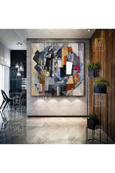 SML TABLO Cubism Forme geometrice Decor abstract modern Pictură pătrată pe pânză