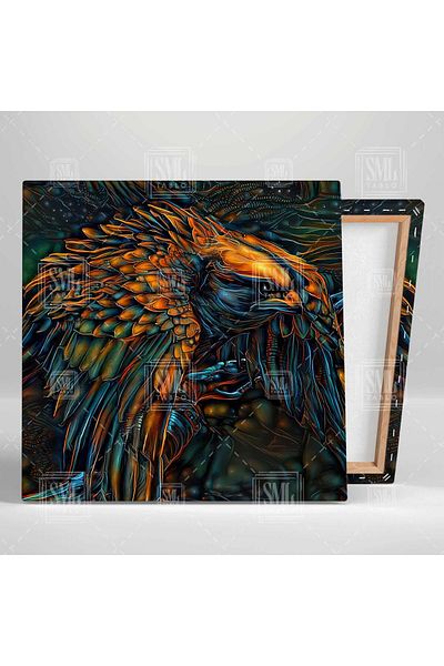 SML TABLO Εκτύπωση σε καρτέλα Eagle Abstract Colors Animal Decoration Τετράγωνος καμβάς