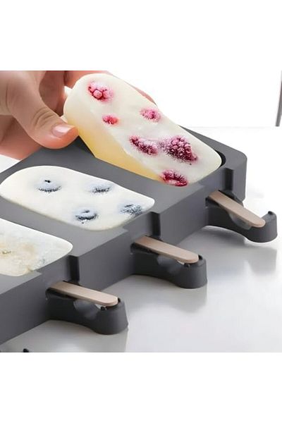 STOREMAX Large Size Practical Silicone Ice Cream Mold with 4 Compartments