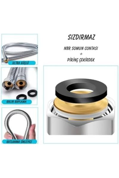 STOREMAX Ezg Yapi Özbest 200-220 cm Extending Special Shower Spiral Bathroom Shower Hose Durable Flexible 2 Meters (