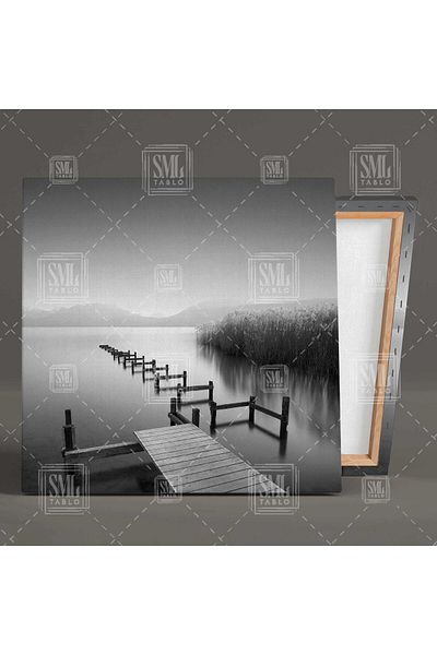 SML TABLO Pier abandonat Reede Lac Marea Natură Peisaj de coastă Decor Pictură pătrată pe pânză