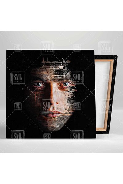 SML TABLO Mr Robot Hacker Processor Ανταλλακτικά Υπολογιστών Πρόσωπο Σιλουέτα Τετράγωνο Πίνακας Καμβά
