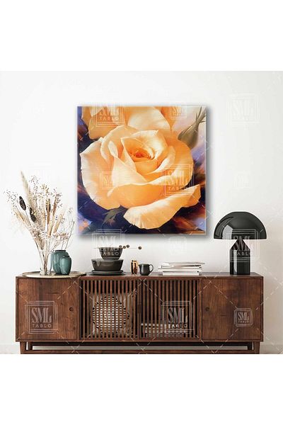 SML TABLO Trandafiri Galbeni Decorativ Pictură Pânză Pătrată Floare Mare